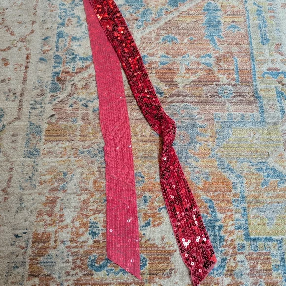 Red Sequin Tie Belt - Picture 1 of 4